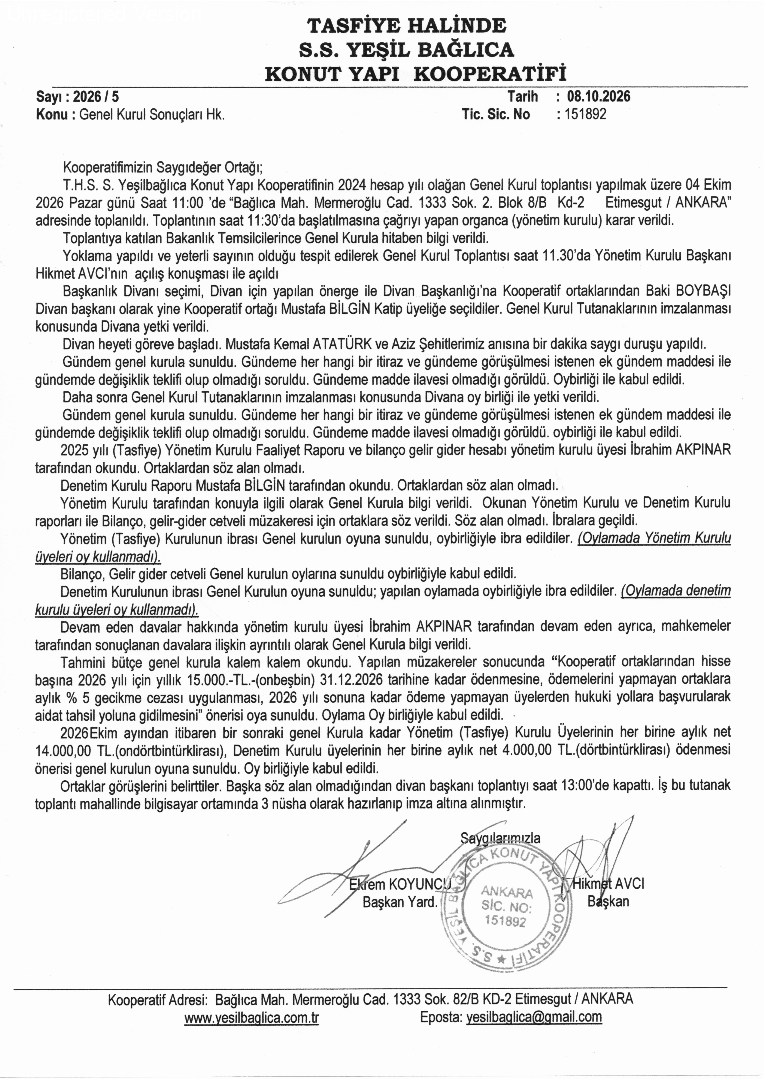 04.10.2026  Genel kurul Sonuç bildirimi
